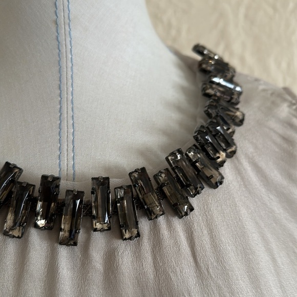 Zara Light Taupe Smoky Gem Bejeweled Neckline Sleeveless Shell Tank Top Small - Picture 5 of 8